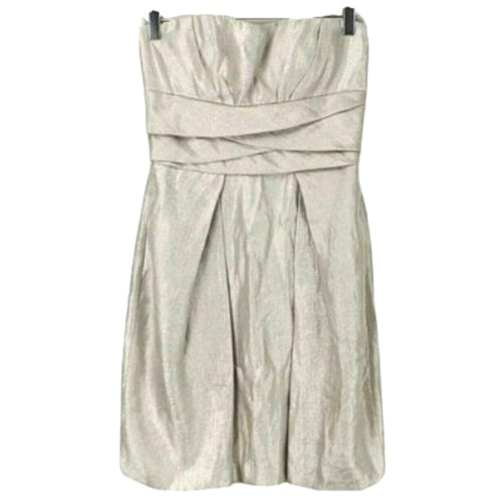 Max‎ and Cleo Strapless Cocktail Dress 6 Beige Metallic Party Event Shimmery Y2K